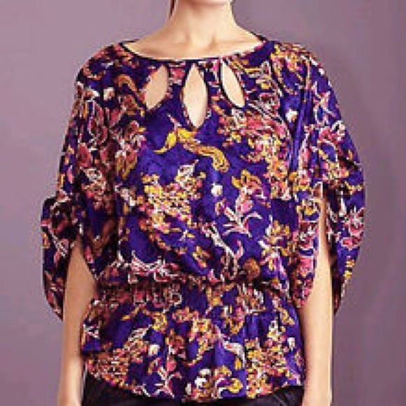 BCBG MaxAzria Floral Silk Blouse - Picture 4 of 5